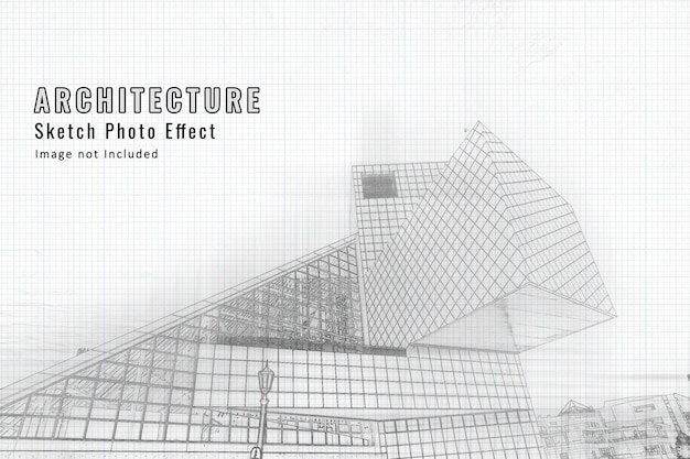 Plantilla de efecto de foto de boceto de arquitectura