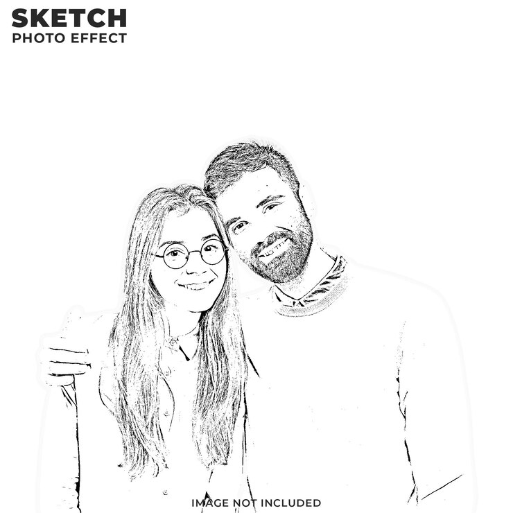 Plantilla de efecto de foto de dibujo a lápiz