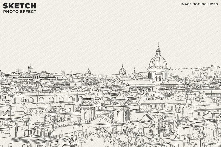 Plantilla de efecto de foto de dibujo a mano