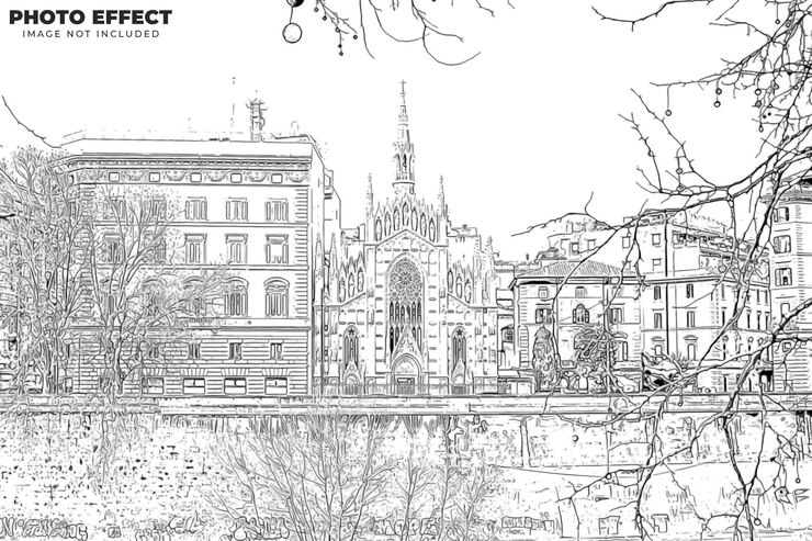 Plantilla de efecto de foto de dibujo a mano