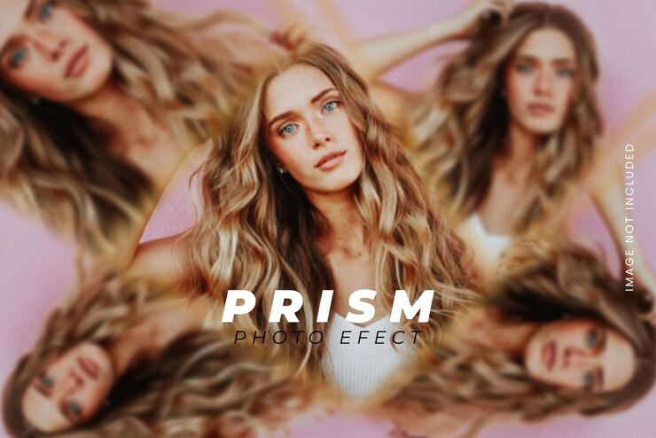 PSD plantilla de efecto de foto de espectro de refracción de luz de prisma