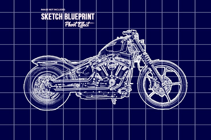 PSD plantilla de efecto de foto de plano de boceto