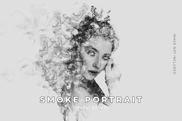 PSD plantilla de efecto de foto de retrato de desaparición de humo