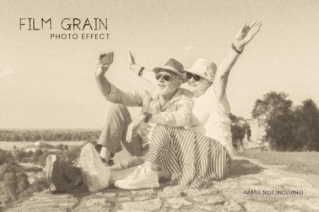 PSD plantilla de efecto fotográfico de grano de película