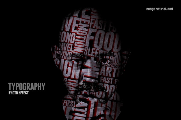 Plantilla de efecto de retrato de tipografía