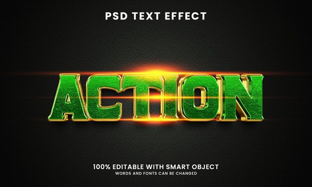 PSD plantilla de efecto de texto 3d de acción