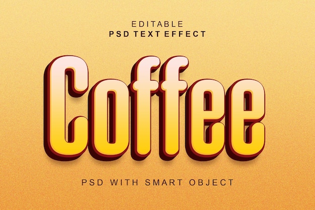 Plantilla de efecto de texto 3d de café