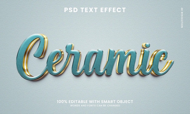 Plantilla de efecto de texto 3d de cerámica