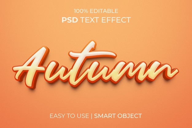 PSD plantilla de efecto de texto 3d editable de estilo de efecto de texto de otoño