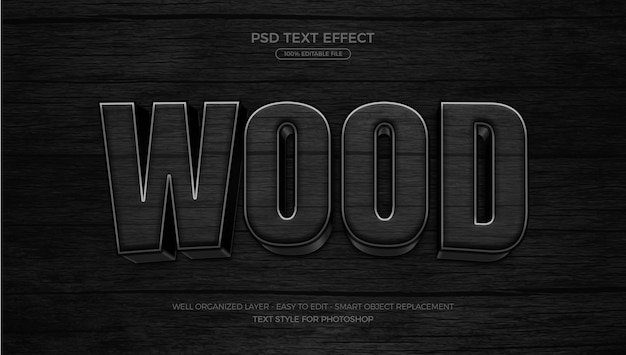 PSD plantilla de efecto de texto 3d editable de madera