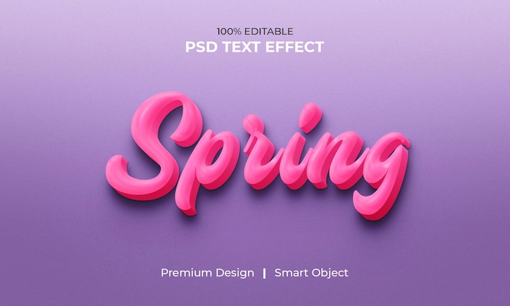 PSD plantilla de efecto de texto 3d editable de primavera
