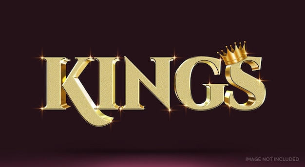 PSD plantilla de efecto de texto en 3d de kings