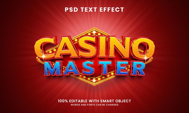 PSD plantilla de efecto de texto 3d maestro de casino con letrero de casino