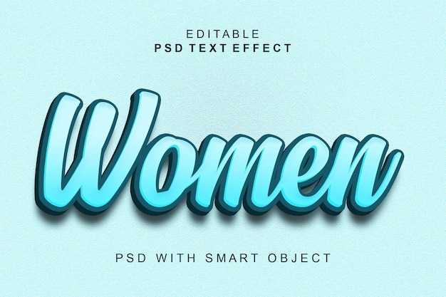 Plantilla de efecto de texto 3d de mujer