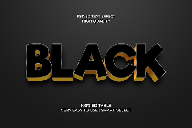 PSD plantilla de efecto de texto 3d de oro negro psd premium