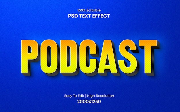 Plantilla de efecto de texto 3d de podcast