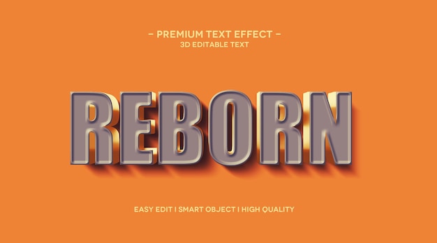 Plantilla de efecto de texto 3D REBORN