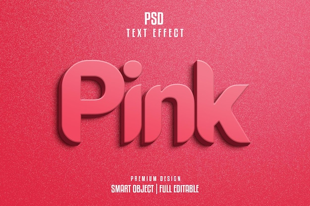 plantilla de efecto de texto 3D rosado