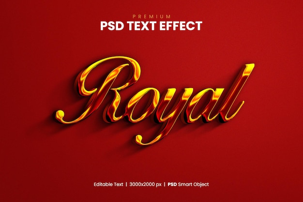 Plantilla de efecto de texto 3D Royal Chrome