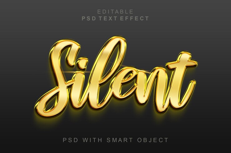 PSD plantilla de efecto de texto 3d silencioso
