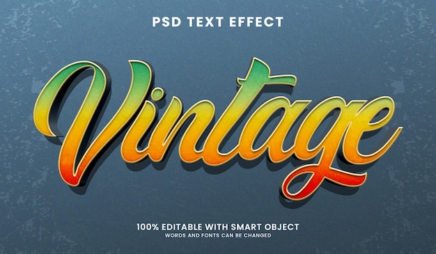 Plantilla de efecto de texto 3d vintage