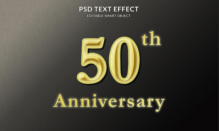 PSD plantilla de efecto de texto del 50 aniversario