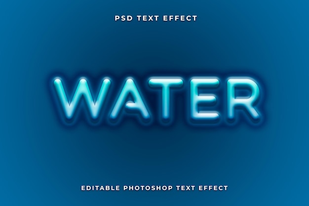 Plantilla de efecto de texto de agua con color azul