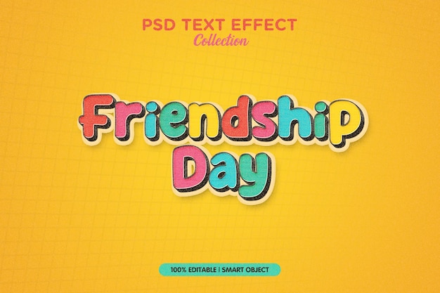 plantilla de efecto de texto de amistad psd