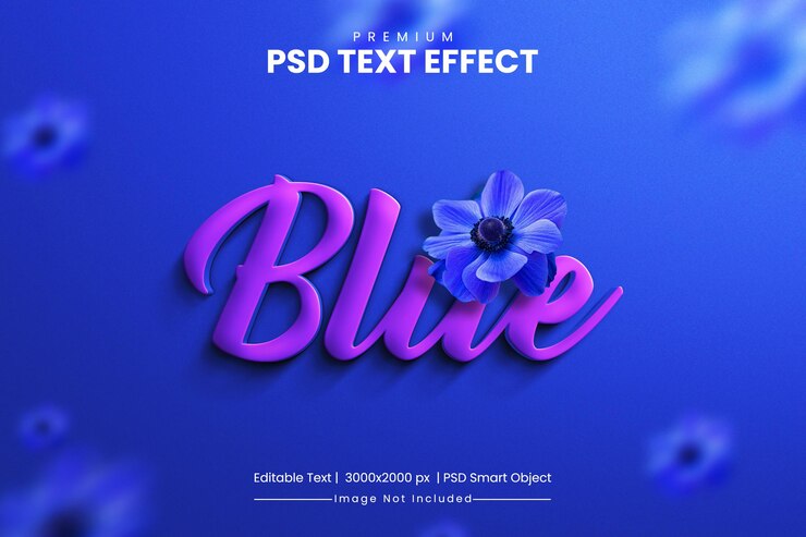 PSD plantilla de efecto de texto azul 3d