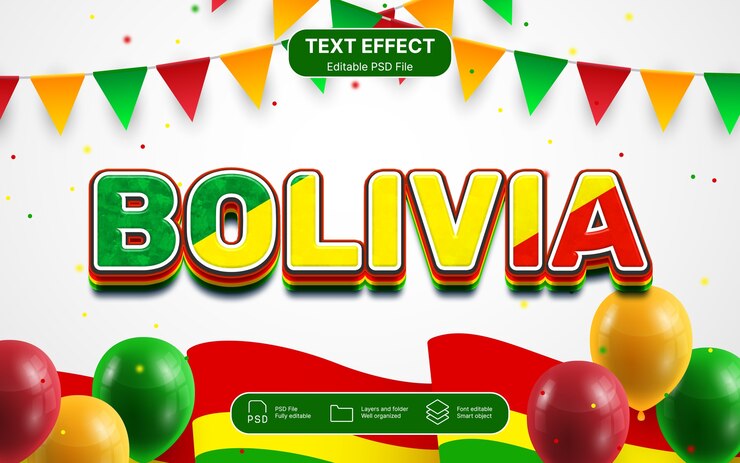 PSD plantilla de efecto de texto de bolivia