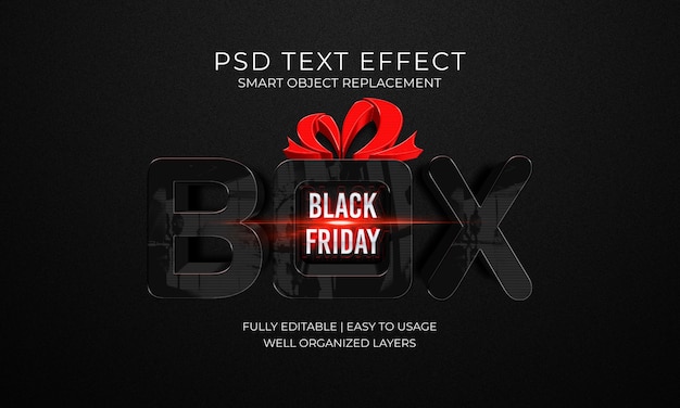 Plantilla de efecto de texto box black friday