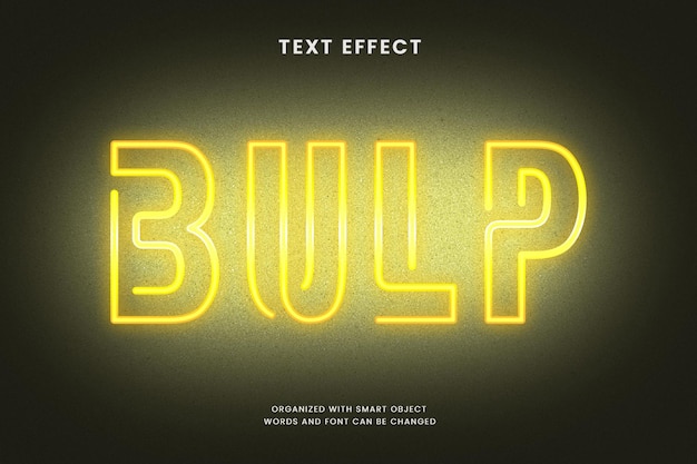 Plantilla de efecto de texto de bulbo de neón