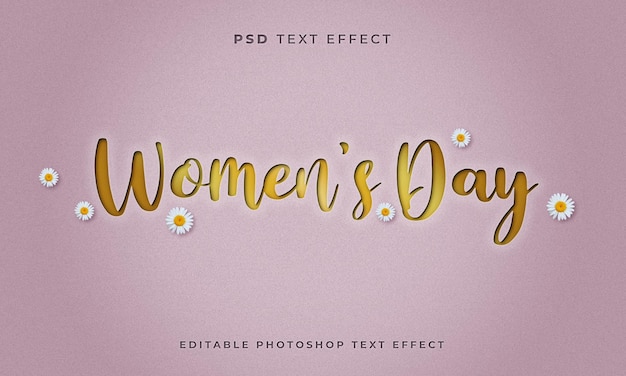 PSD plantilla de efecto de texto del día de la mujer 3d