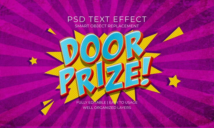 PSD plantilla de efecto de texto doorprize