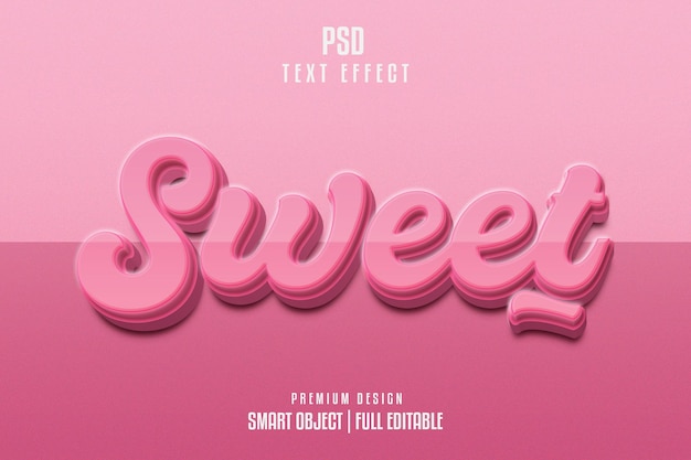 Plantilla de efecto de texto dulce 3d