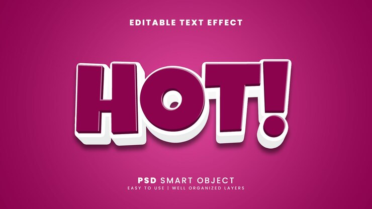 PSD plantilla de efecto de texto editable 3d caliente