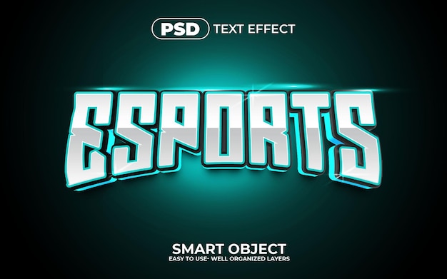 PSD plantilla de efecto de texto editable 3d de esports