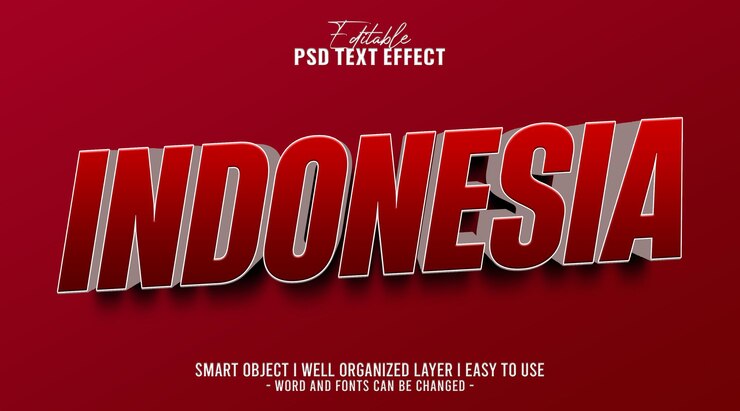 PSD plantilla de efecto de texto editable 3d indonesia
