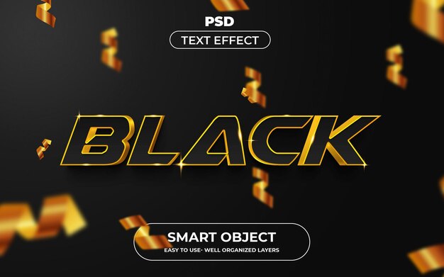 Plantilla de efecto de texto editable 3D negro