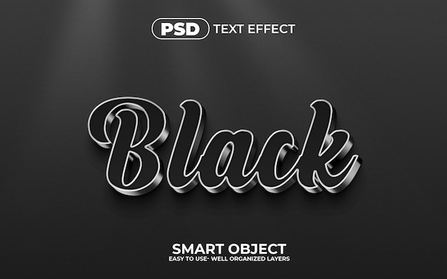 Plantilla de efecto de texto editable 3d negro