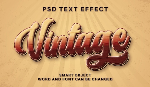 Plantilla de efecto de texto editable 3d vintage