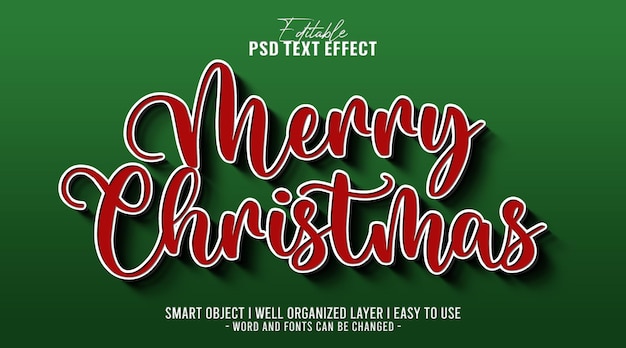 PSD plantilla de efecto de texto editable feliz navidad 3d