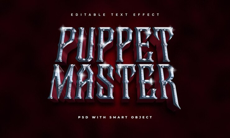 PSD plantilla de efecto de texto editable del juego maestro de marionetas