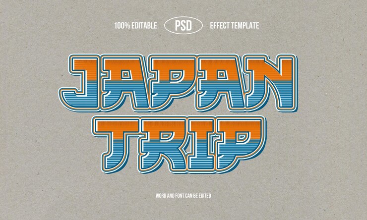 plantilla de efecto de texto editable de PSD japonés