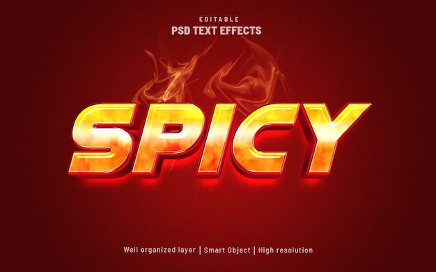 Plantilla de efecto de texto editable de restaurante Spicy Hot fire