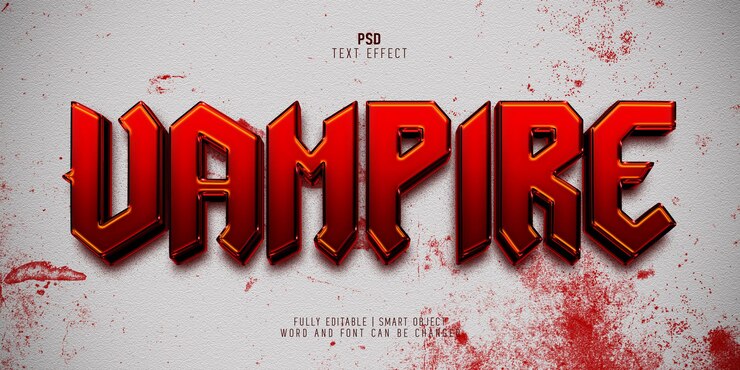 PSD plantilla de efecto de texto editable vampiro rojo