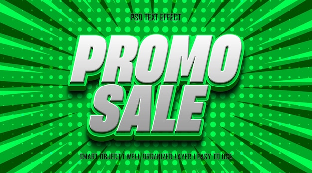 Plantilla de efecto de texto editable de venta de promoción verde 3d