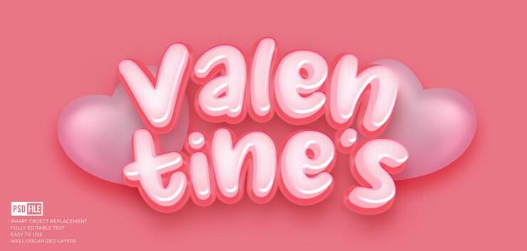 PSD plantilla de efecto de texto de estilo 3d del día de san valentín
