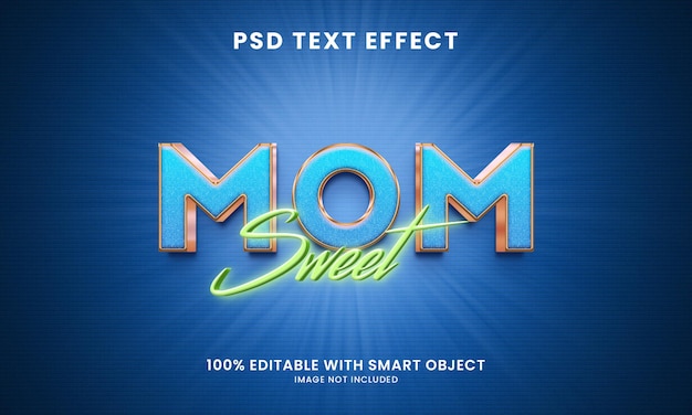 Plantilla de efecto de texto de estilo 3d de dulce mamá