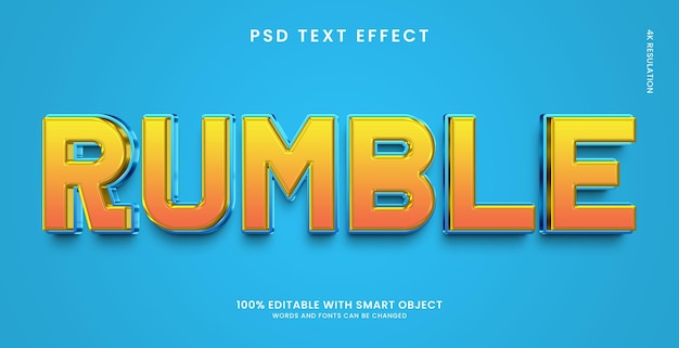 Plantilla de efecto de texto de estilo 3d rumble